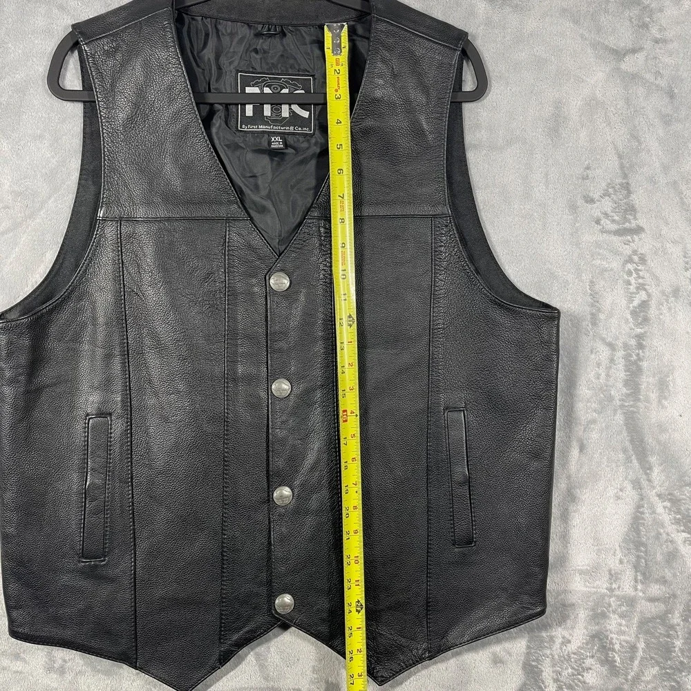 FMC by First Manufacturing Co Inc Mens Black Leather Vest Motorcycle Biker XXL‎